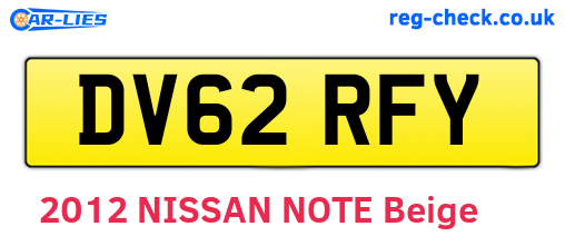 DV62RFY are the vehicle registration plates.