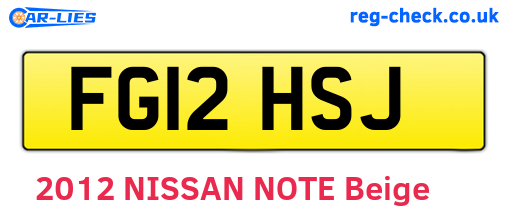FG12HSJ are the vehicle registration plates.