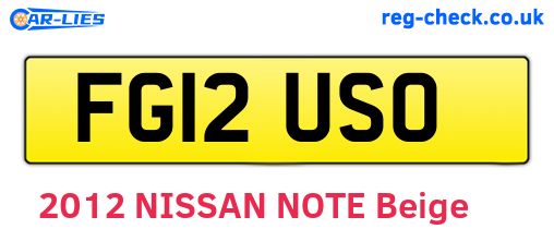 FG12USO are the vehicle registration plates.
