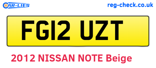 FG12UZT are the vehicle registration plates.