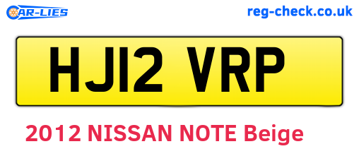HJ12VRP are the vehicle registration plates.