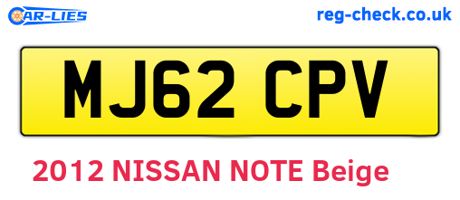 MJ62CPV are the vehicle registration plates.