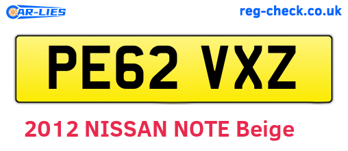 PE62VXZ are the vehicle registration plates.