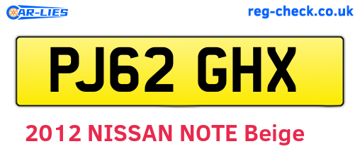 PJ62GHX are the vehicle registration plates.