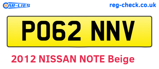 PO62NNV are the vehicle registration plates.