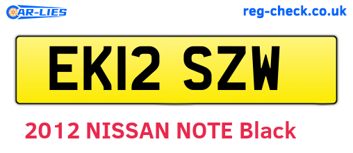 EK12SZW are the vehicle registration plates.