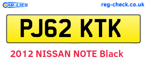 PJ62KTK are the vehicle registration plates.