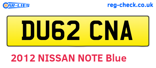 DU62CNA are the vehicle registration plates.