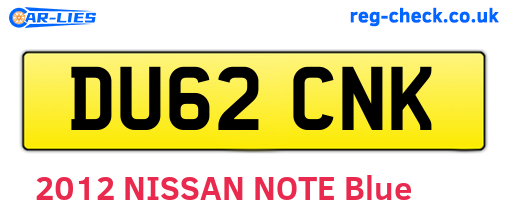 DU62CNK are the vehicle registration plates.