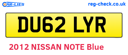 DU62LYR are the vehicle registration plates.