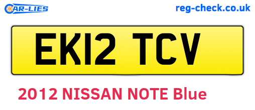 EK12TCV are the vehicle registration plates.