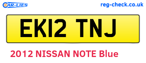 EK12TNJ are the vehicle registration plates.