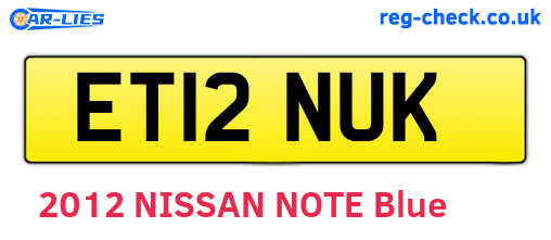 ET12NUK are the vehicle registration plates.