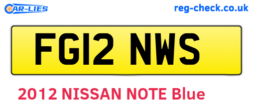 FG12NWS are the vehicle registration plates.