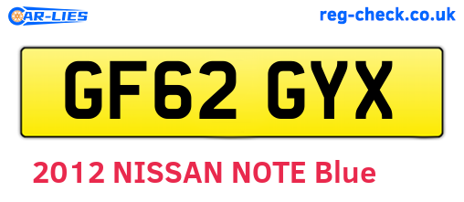 GF62GYX are the vehicle registration plates.