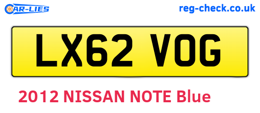 LX62VOG are the vehicle registration plates.