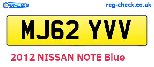 MJ62YVV are the vehicle registration plates.