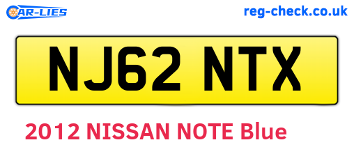 NJ62NTX are the vehicle registration plates.