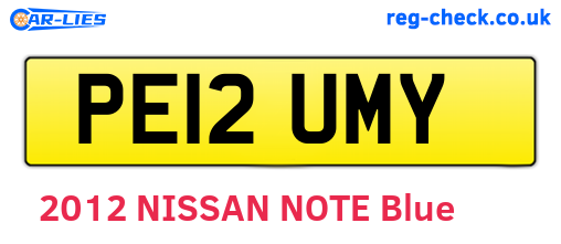 PE12UMY are the vehicle registration plates.