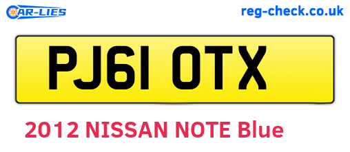 PJ61OTX are the vehicle registration plates.
