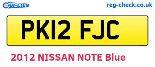 PK12FJC are the vehicle registration plates.