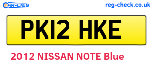 PK12HKE are the vehicle registration plates.