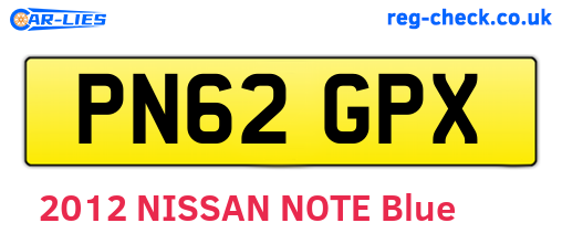 PN62GPX are the vehicle registration plates.