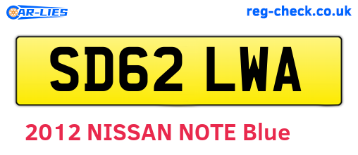 SD62LWA are the vehicle registration plates.