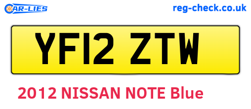 YF12ZTW are the vehicle registration plates.
