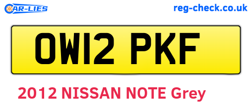 OW12PKF are the vehicle registration plates.