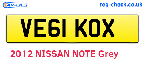 VE61KOX are the vehicle registration plates.