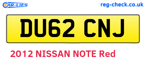 DU62CNJ are the vehicle registration plates.