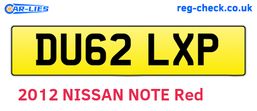 DU62LXP are the vehicle registration plates.