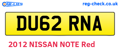 DU62RNA are the vehicle registration plates.