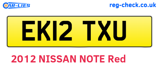 EK12TXU are the vehicle registration plates.
