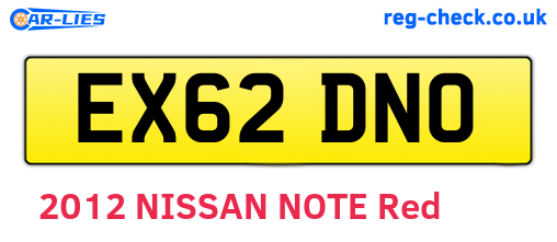EX62DNO are the vehicle registration plates.