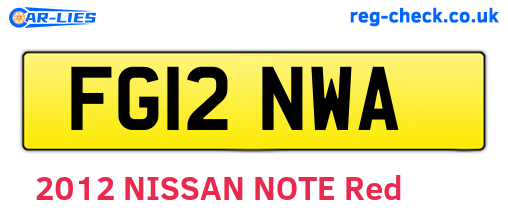 FG12NWA are the vehicle registration plates.
