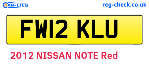 FW12KLU are the vehicle registration plates.