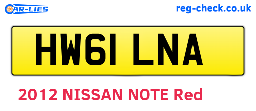 HW61LNA are the vehicle registration plates.