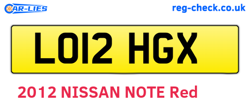 LO12HGX are the vehicle registration plates.