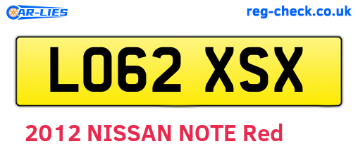 LO62XSX are the vehicle registration plates.