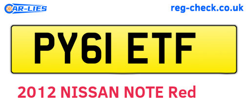 PY61ETF are the vehicle registration plates.