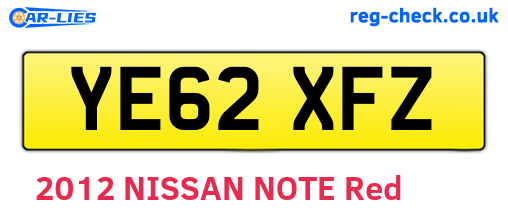 YE62XFZ are the vehicle registration plates.