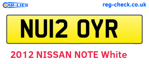 NU12OYR are the vehicle registration plates.