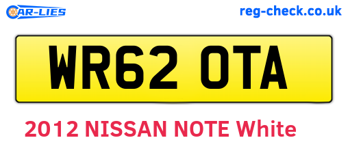 WR62OTA are the vehicle registration plates.
