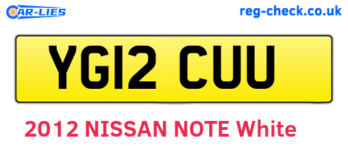 YG12CUU are the vehicle registration plates.
