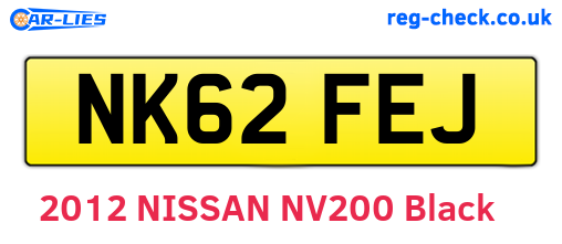 NK62FEJ are the vehicle registration plates.