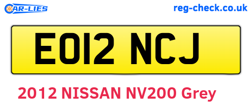 EO12NCJ are the vehicle registration plates.