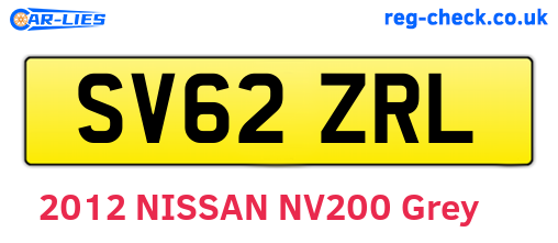 SV62ZRL are the vehicle registration plates.