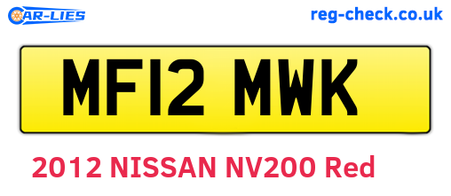 MF12MWK are the vehicle registration plates.